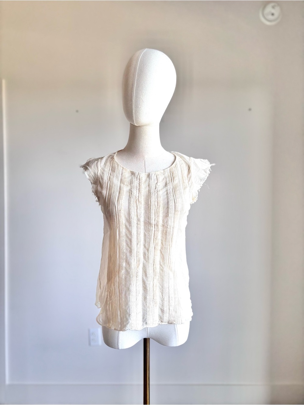 Jason Wu Cream Textured Cap-Sleeve Blouse